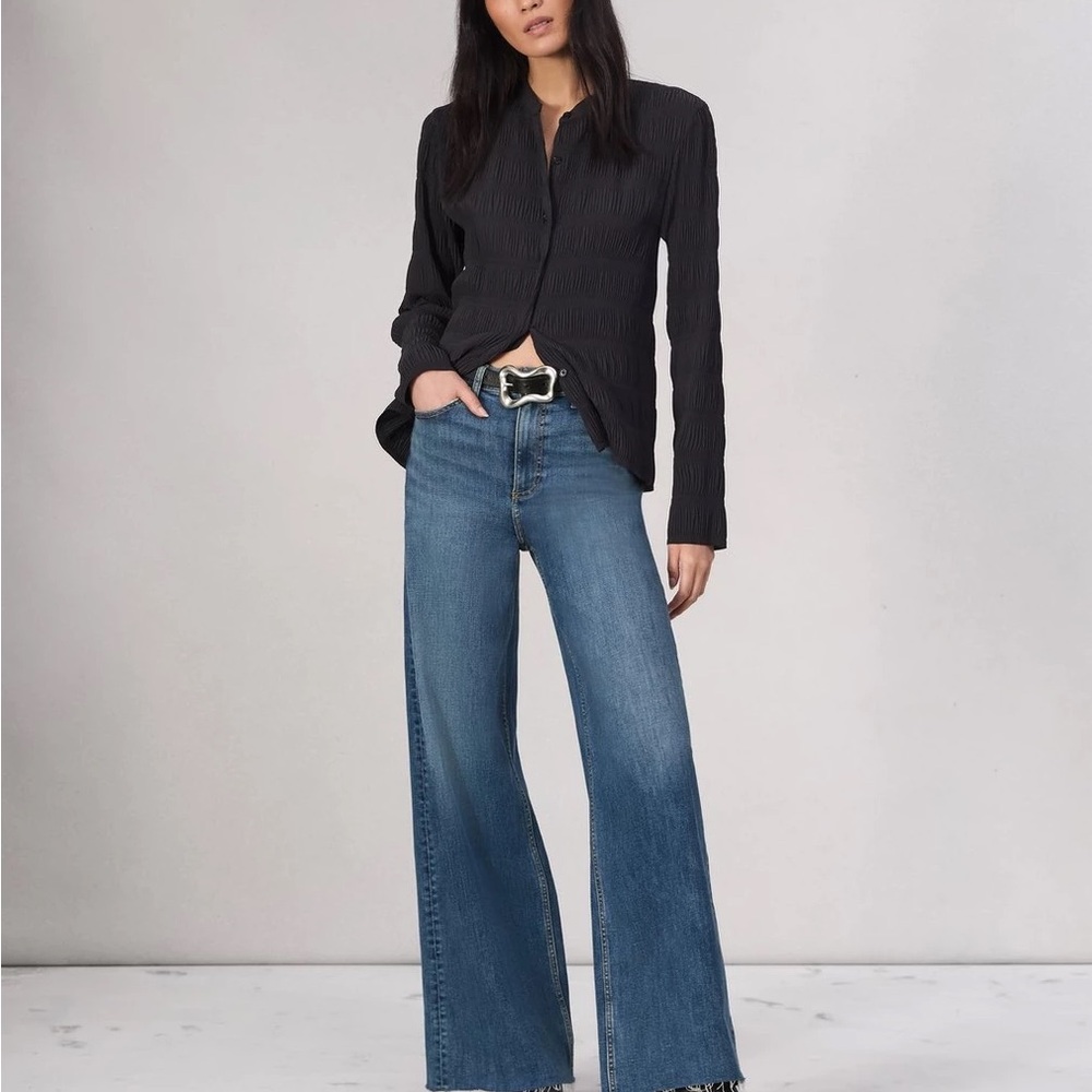 rag & bone Stretch Denim Wide-Leg Jeans